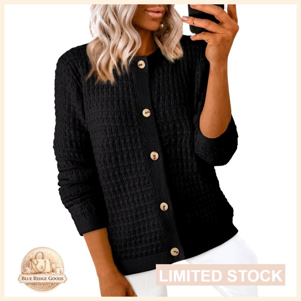 Premium Fabric Open Front Cardigan Sweater Long Sleeve Button Down Jacket